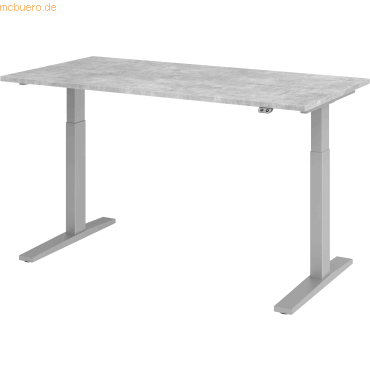 mcbuero.de Sitz-Steh-Schreibtisch elektrisch 160x80cm Beton/Silber