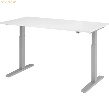 mcbuero.de Sitz-Steh-Schreibtisch elektrisch 160x80cm Weiß/Silber