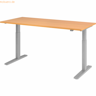 mcbuero.de Sitz-Steh-Schreibtisch elektrisch 180x80cm Buche/Silber