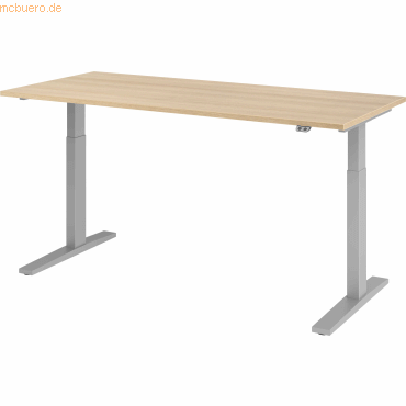 mcbuero.de Sitz-Steh-Schreibtisch elektrisch 180x80cm Eiche/Silber