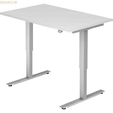 mcbuero.de Sitz-Steh-Schreibtisch elektrisch 120x80cm Weiß/Silber