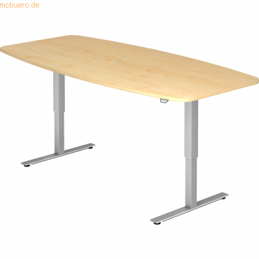 4032062176351 - HAMMERBACHER Konferenztisch XMST22 ahorn Tonnenform T-Fuß-Gestell silber 2200 x 830 1030 x 710 - 1200 cm