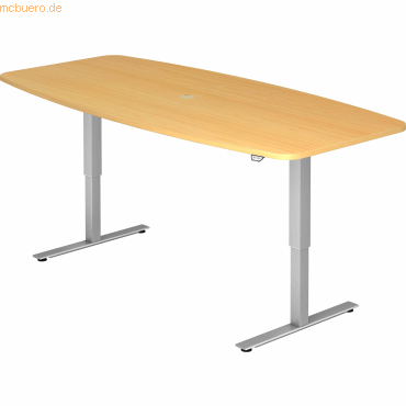 4032062176450 - HAMMERBACHER Konferenztisch XMST22 buche Tonnenform T-Fuß-Gestell silber 2200 x 830 1030 x 710 - 1200 cm