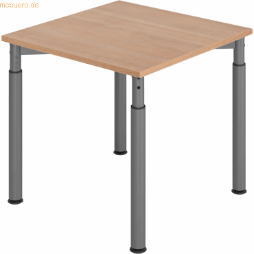 4032062183632 - HAMMERBACHER YS08 höhenverstellbarer Schreibtisch nussbaum quadratisch 4-Fuß-Gestell grau 800 x 800 cm 4032062183632 - HAMMERBACHER YS08 höhenverstellbarer Schreibtisch nussbaum quadratisch 4-Fuß-Gestell grau 800 x 800 cm