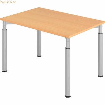 4032062183731 - HAMMERBACHER YS12 höhenverstellbarer Schreibtisch buche rechteckig 4-Fuß-Gestell silber 1200 x 800 cm