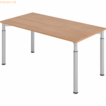 4032062183878 - HAMMERBACHER YS16 höhenverstellbarer Schreibtisch nussbaum rechteckig 4-Fuß-Gestell silber 1600 x 800 cm 4032062183878 - HAMMERBACHER YS16 höhenverstellbarer Schreibtisch nussbaum rechteckig 4-Fuß-Gestell silber 1600 x 800 cm
