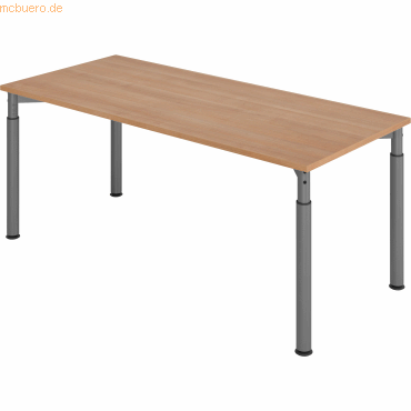 4032062183946 - HAMMERBACHER YS19 höhenverstellbarer Schreibtisch nussbaum rechteckig 4-Fuß-Gestell grau 1800 x 800 cm 4032062183946 - HAMMERBACHER YS19 höhenverstellbarer Schreibtisch nussbaum rechteckig 4-Fuß-Gestell grau 1800 x 800 cm