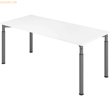 4032062183922 - HAMMERBACHER Mirakel höhenverstellbarer Schreibtisch weiß rechteckig 4-Fuß-Gestell grau 1800 x 800 cm