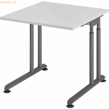 4032062183106 - Schreibtisch Breno manuelle Höheneinstellung horizontaler Kabelkanal B 800 x T 800 x H 680-820 mm Spanplatte & Stahl Lichtgrau Graphit 4032062183106 - Schreibtisch Breno manuelle Höheneinstellung horizontaler Kabelkanal B 800 x T 800 x H 680-820 mm Spanplatte & Stahl Lichtgrau Graphit