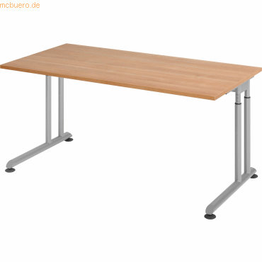 4032062183373 - HAMMERBACHER ZS16 höhenverstellbarer Schreibtisch nussbaum rechteckig C-Fuß-Gestell silber 1600 x 800 cm 4032062183373 - HAMMERBACHER ZS16 höhenverstellbarer Schreibtisch nussbaum rechteckig C-Fuß-Gestell silber 1600 x 800 cm