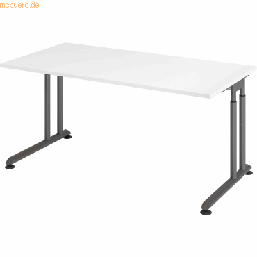 4032062183304 - Schreibtisch Breno manuelle Höheneinstellung horizontaler Kabelkanal B 1600 x T 800 x H 680-820 mm Spanplatte & Stahl Weiß Graphit 4032062183304 - Schreibtisch Breno manuelle Höheneinstellung horizontaler Kabelkanal B 1600 x T 800 x H 680-820 mm Spanplatte & Stahl Weiß Graphit