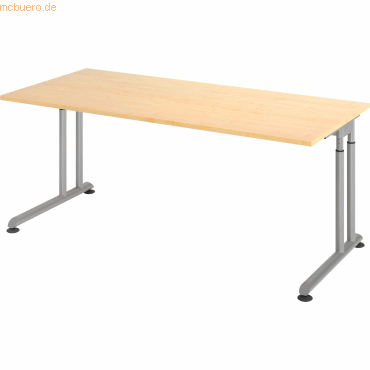 4032062183458 - Schreibtisch Breno manuelle Höheneinstellung horizontaler Kabelkanal B 1800 x T 800 x H 680-820 mm Spanplatte & Stahl Ahorn Silber 4032062183458 - Schreibtisch Breno manuelle Höheneinstellung horizontaler Kabelkanal B 1800 x T 800 x H 680-820 mm Spanplatte & Stahl Ahorn Silber