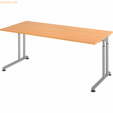 4032062183472 - HAMMERBACHER ZS19 höhenverstellbarer Schreibtisch buche rechteckig C-Fuß-Gestell silber 1800 x 800 cm