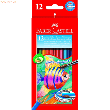 6 x Faber Castell Kinder-Aquarellfarbstifte 12 Aquarellfarben + Pinsel