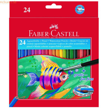 Faber Castell Kinder-Aquarellfarbstifte 24 Aquarellfarben + Pinsel im