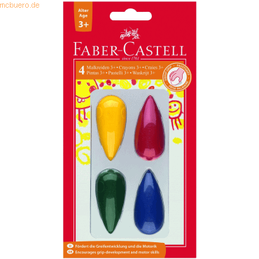 Faber Castell Wachsmalkreide 3+ 'Birne' 4er Blisterkarte Birnenform so