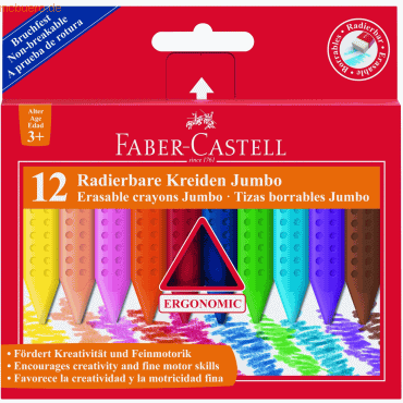 Faber Castell Radierbare Kreide Jumbo ergonomische Dreikantform 12 Kre