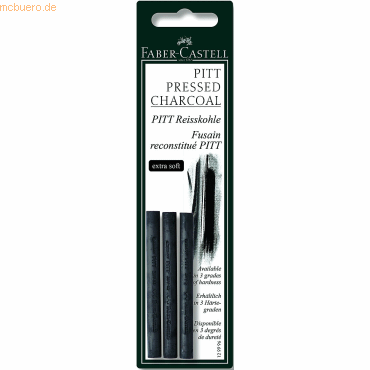 10 x Faber Castell Reißkohle Pitt monochrom extra soft auf Blisterkart