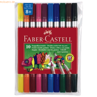 Faber Castell Doppelfasermaler farbig 10 Stück sortiert im Etui