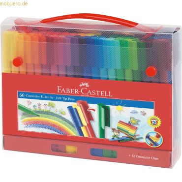 Faber Castell Filzstift Connector farbig sortiert VE=60 Stück Koffer
