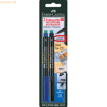 4005401562962 - 10 x CD-Marker Multimark permanent S blau schwarz auf Bl 4005401562962 - 10 x CD-Marker Multimark permanent S blau schwarz auf Bl