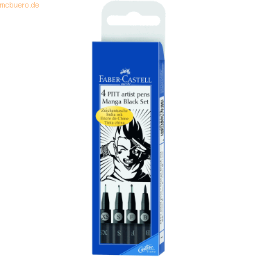 5 x Faber Castell Tuschestift Pitt Artist Pen Manga Black sortiert mm