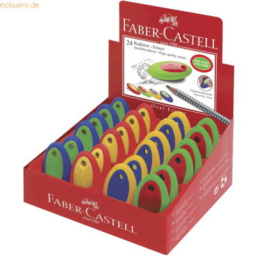 9555684642394 - FABER-CASTELL Kunststoff-Radierer OVAL farbig sortiert