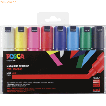 4902778974711 - Fasermaler Uni Posca PC-8K 8mm sortiert VE=8 Stück