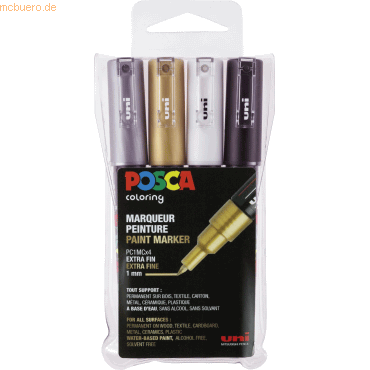3296280033303 - POSCA 96082000 Ja Farbmarker Farbig sortiert Extra Fein Kalligraphie 1 mm 4 Stück
