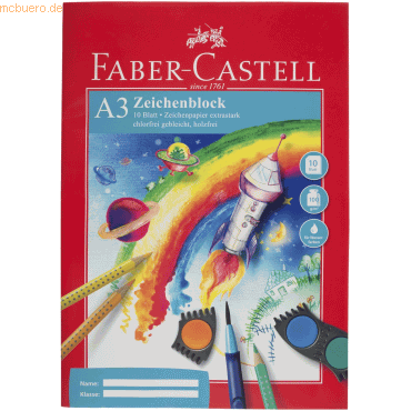 20 x Faber Castell Zeichenblock A3 Rote Linie 10 Blatt
