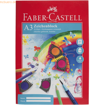 10 x Faber Castell Zeichenblock A3 Rote Linie 20 Blatt