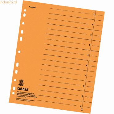 4014481041342 - 100 x Trennblätter A4 230g qm durchgefärbt orange