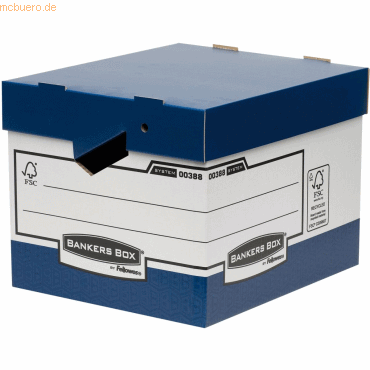 10 x Bankers Box Archivbox Heavy Duty BxHxT 33,5x28,2x40,4cm blau/weiß