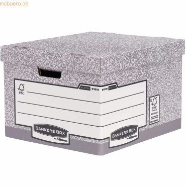 10 x Bankers Box Archivbox groß BxHxT 38,7x29,4x44,5cm grau