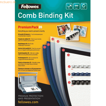 Fellowes Plastikbindung Premium-Kit für 20 Bindungen 60-teilig