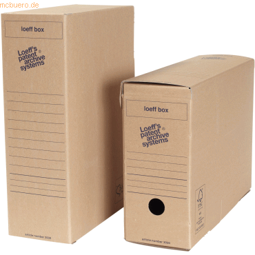 6 x Loeffs Patent Archivschachtel 3030KV Folio 26,8x11,8x37cm Karton 6