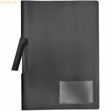 10 x Foldersys Cliphefter A4 PP bis 50 Blatt vollfarbig schwarz