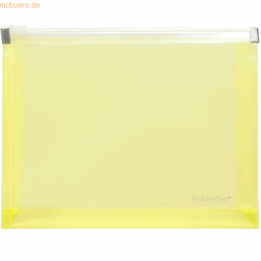 10 x Foldersys Gleitverschlusstasche A6 PP Falte 30mm gelb transluzent