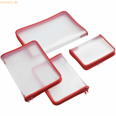 Foldersys Reißverschlusstasche B5 PP farblos transluzent Zip rot