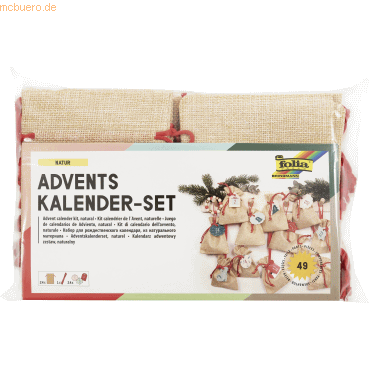 Folia Adventskalender-Set 24 Beutel in Juteoptik natur