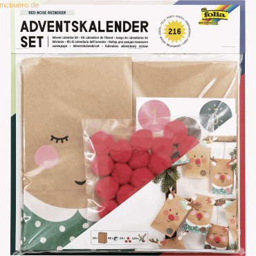 Folia Adventskalender-Set Red Nose Reindeer 216-teilig