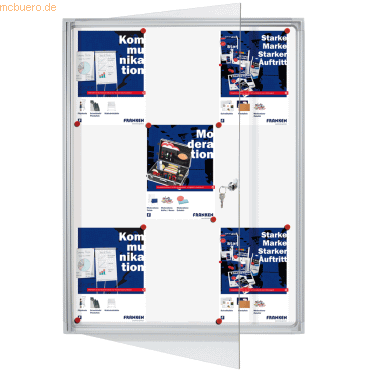 Franken Schaukasten X-tra!Line 73x98x3,5cm silber mit Whiteboard für I