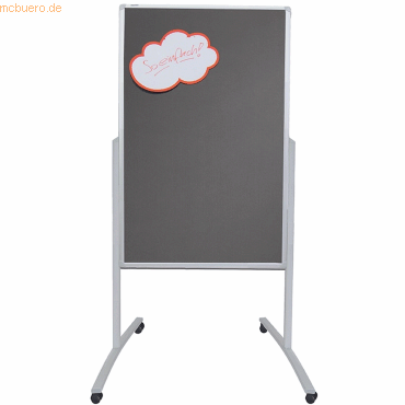 4016946217835 - Moderationstafel Pro MTF801312 76x121cm Filz + Whiteboard (beidseitig) pinnbar beschreibbar magnetisch mit Rollen grau + 