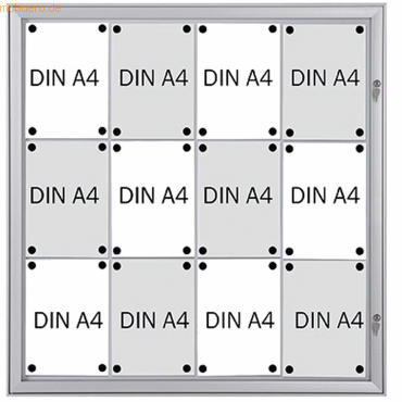 4016946223805 - Schaukasten Security 12 x A4  schwer entflammbar Metallrückwand weiß silber magnetisch