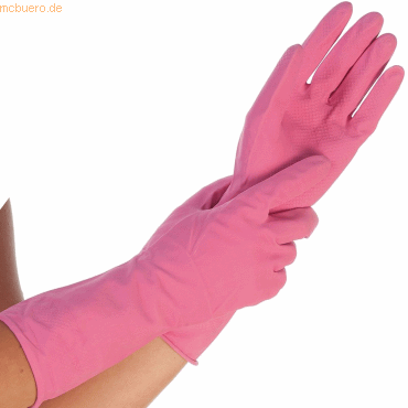 4015544259254 - 12 x Haushalts-Handschuh Latex Bettina L 30cm pink VE=12 Paar