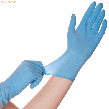 4015544265064 - 10 x Latex-Handschuh Skin gepudert XL 24cm blau VE=100 Stück