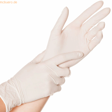 10 x HygoStar Latex-Handschuh Skin gepudert M 24cm weiß VE=100 Stück