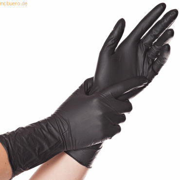 4015544270853 - 10 x Nitril-Handschuh Safe Long puderfrei M 30cm schwarz VE=1