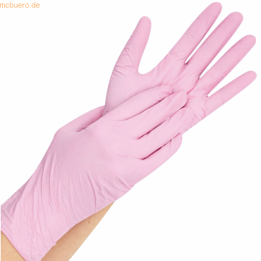 10 x HygoStar Nitril-Handschuh Safe Light puderfrei M 24cm pink VE=100