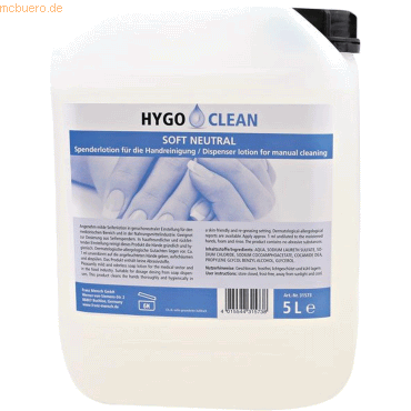 4015544315738 - HYGOCLEAN Handwaschseife SOFT NEUTRAL 5 Liter